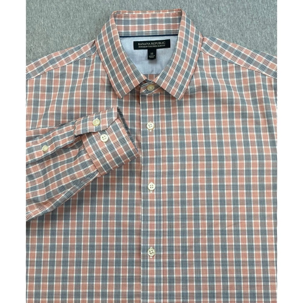 Banana Republic Shirt Mens Medium Plaid 100% Cotton Slim Fit Button Up